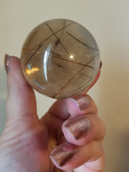 Smoky Rutile Quartz Sphere