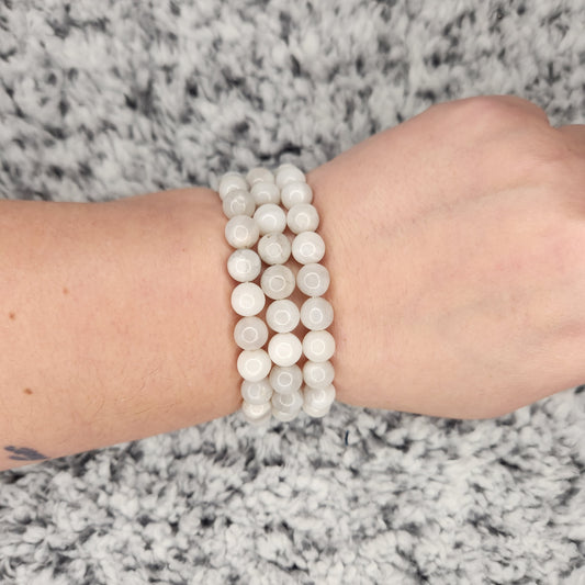 White Agate Bead Bracelet