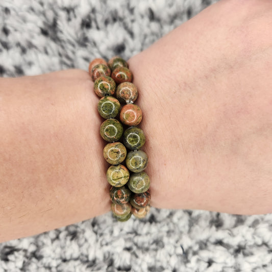 Unakite Bead Bracelet