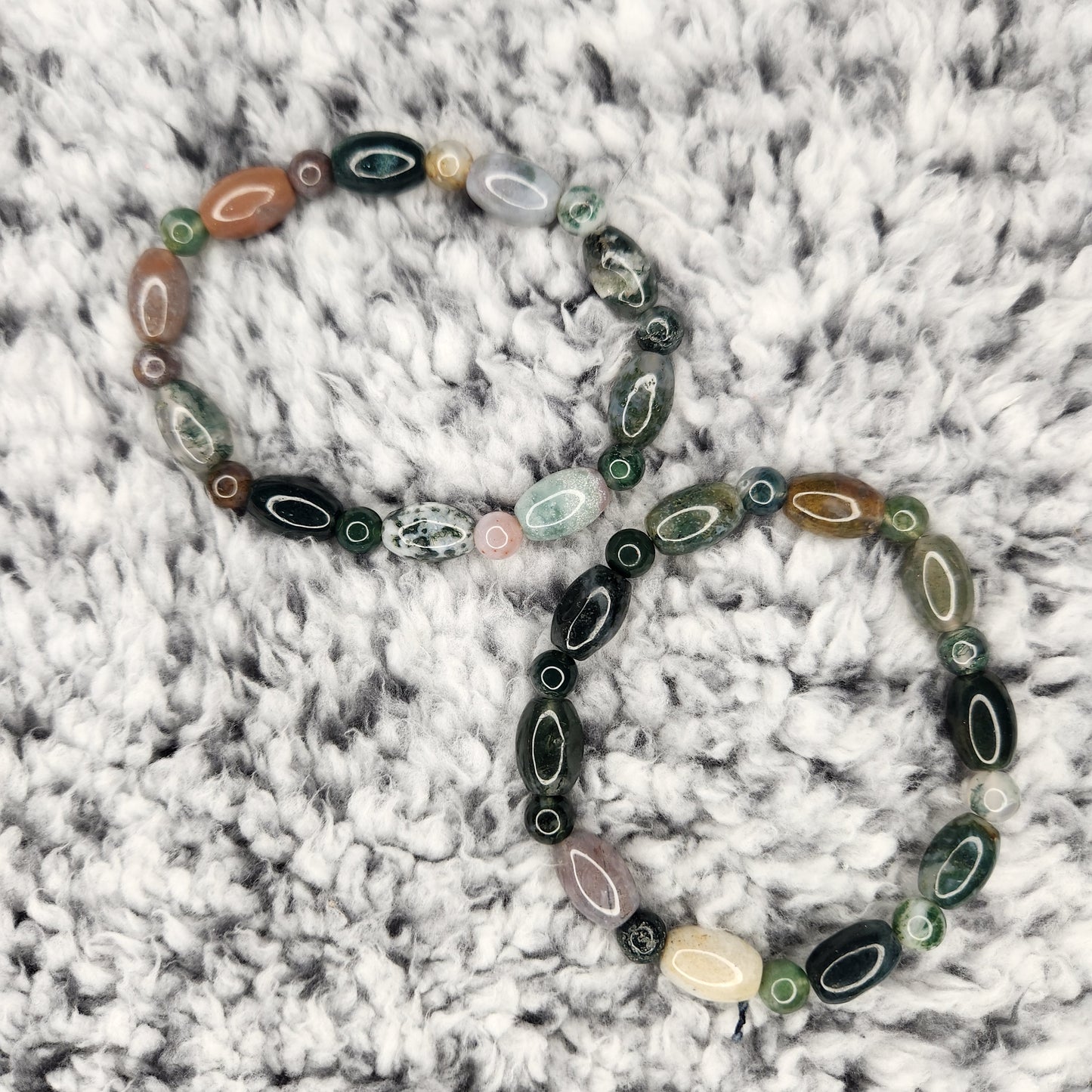 Moss Agate Oval Bead Bracelet