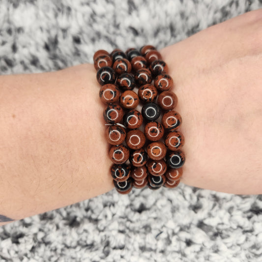 Mahogany Obsidian Bead Bracelet