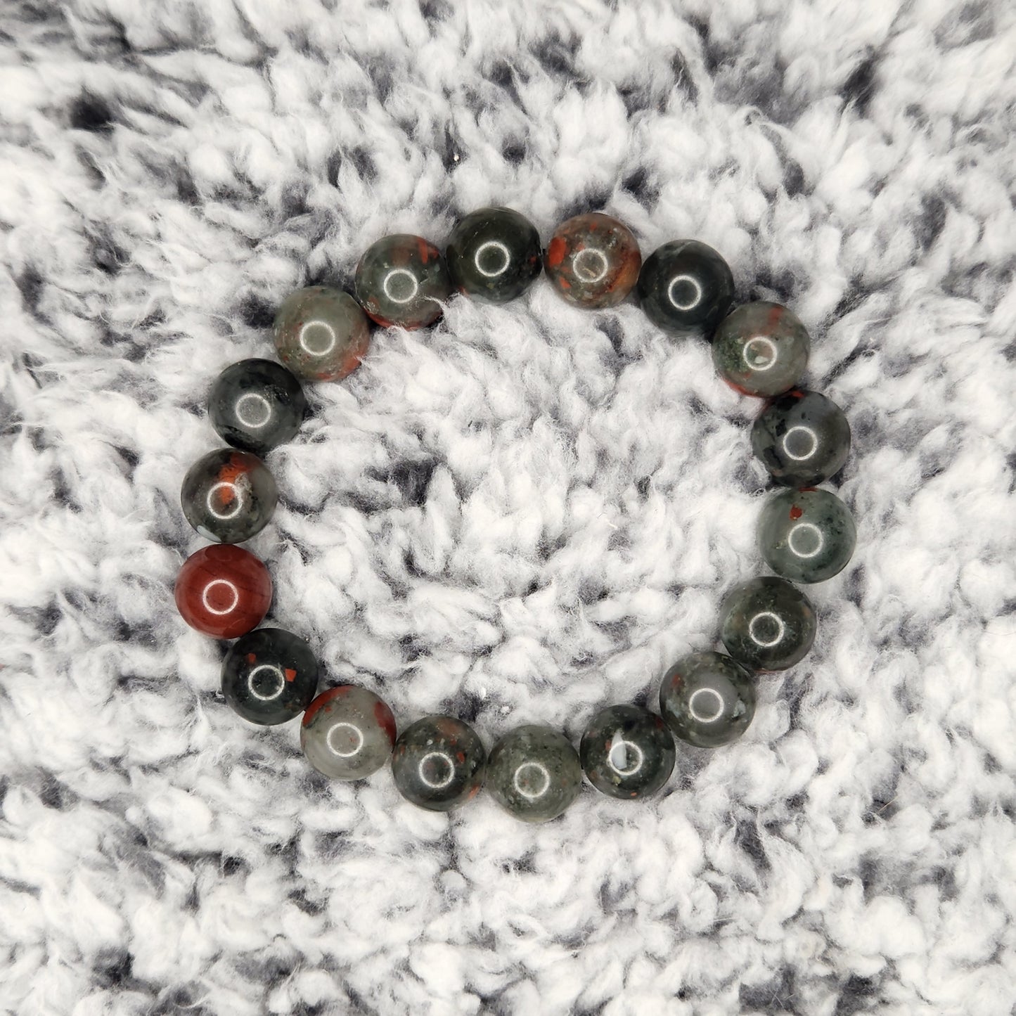 10.5mm African Bloodstone Bead Bracelet