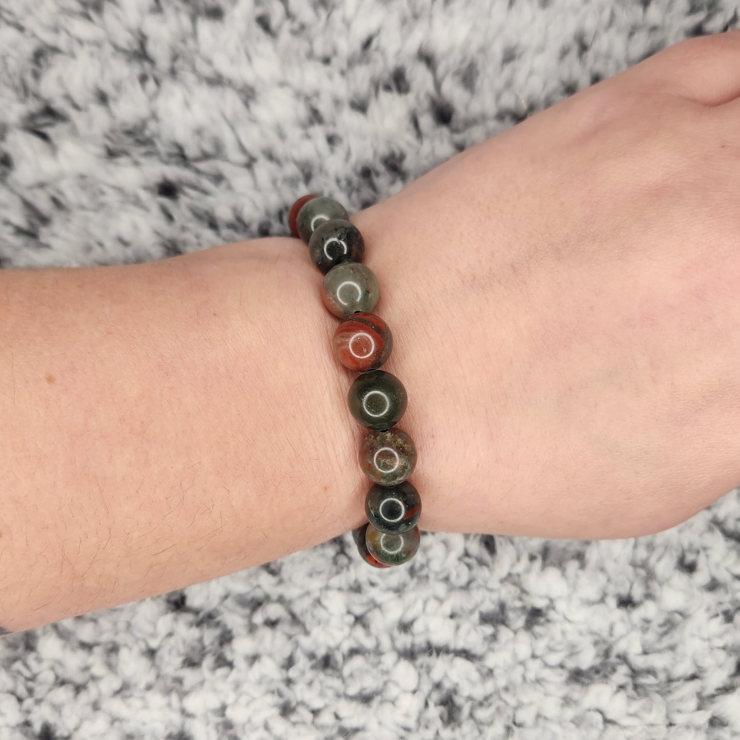 10.5mm African Bloodstone Bead Bracelet