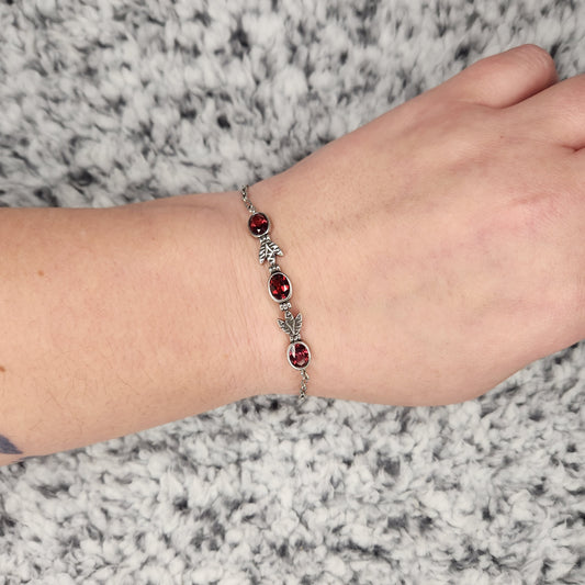 Silver Plated Garnet Bracelet