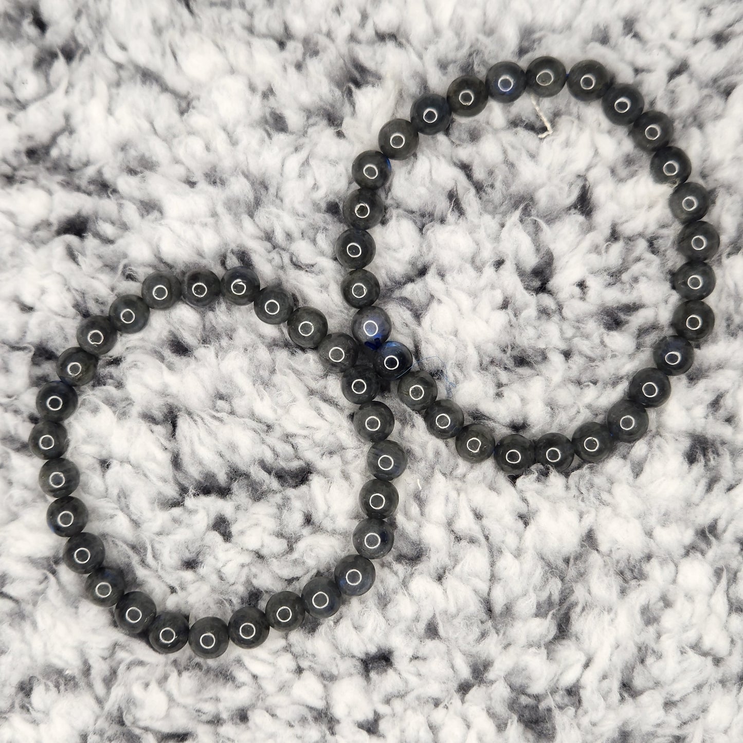 6.5mm Dark Grey Labradorite Bead Bracelet