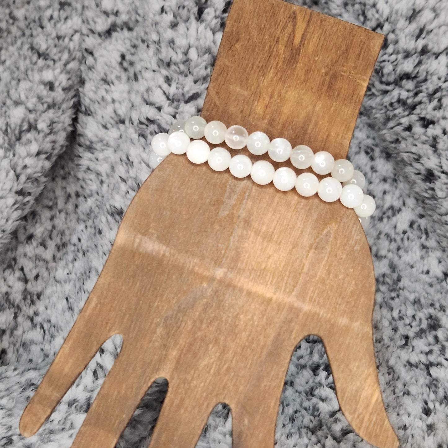 White Moonstone Bead Bracelet