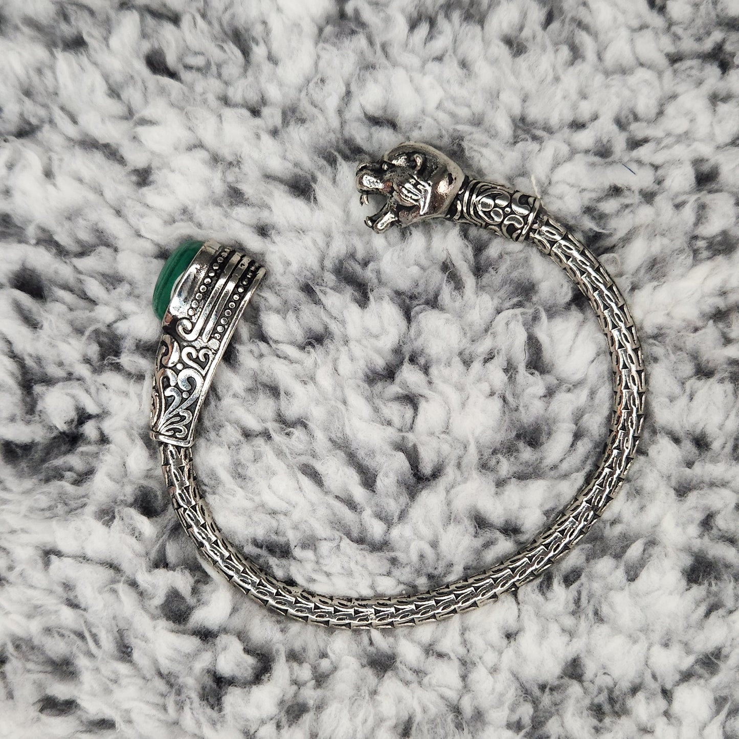 Stainless Steel Malachite Cuff Bracelet