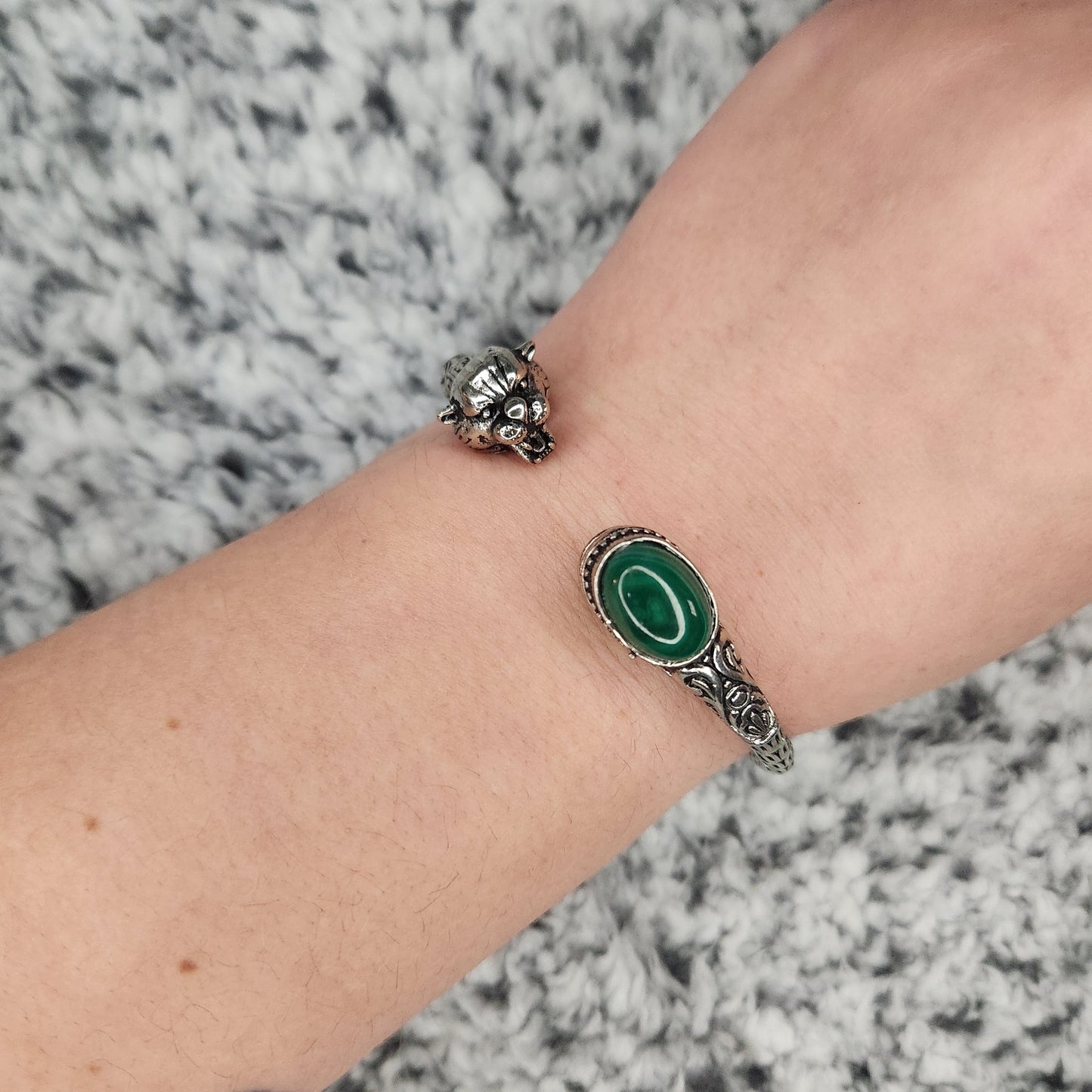 Stainless Steel Malachite Cuff Bracelet