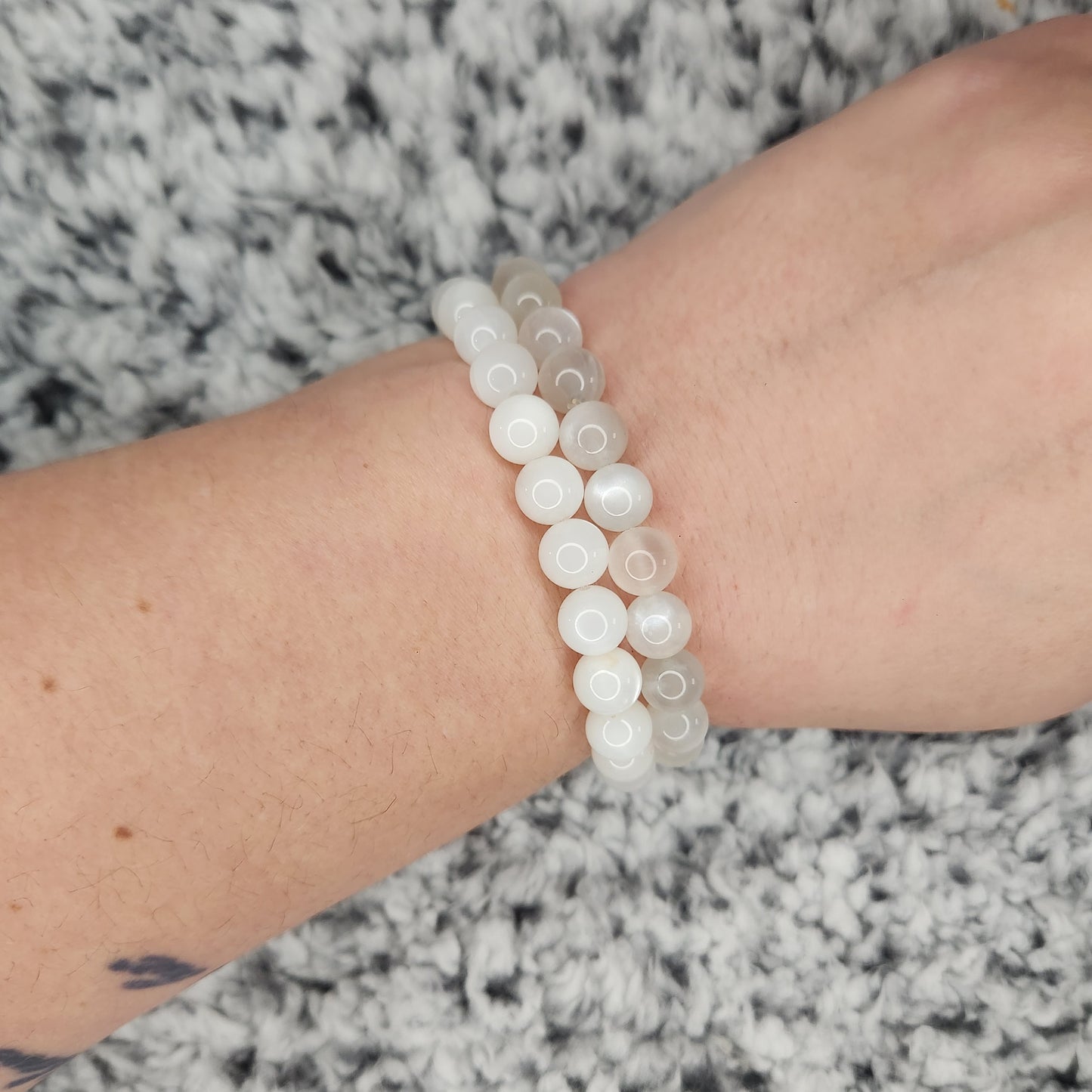 White Moonstone Bead Bracelet