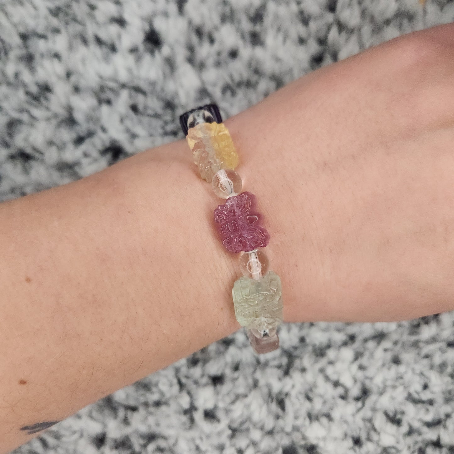 Fluorite Butterfly Bead Bracelet