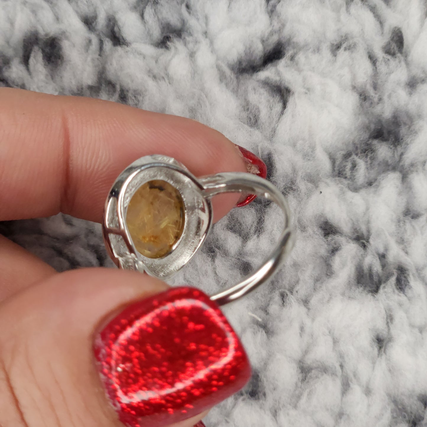 Simple Golden Rutile Quartz Ring