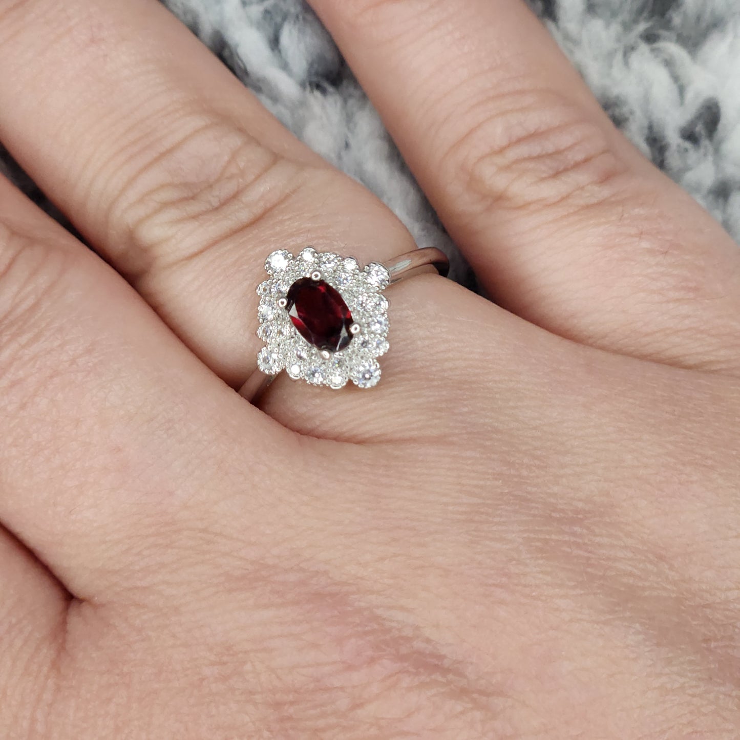 Diamond Shaped Garnet Ring