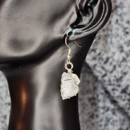 Raw Clear Quartz Dangle Earrings