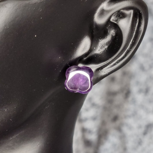 Amethyst Clover Post Earrings