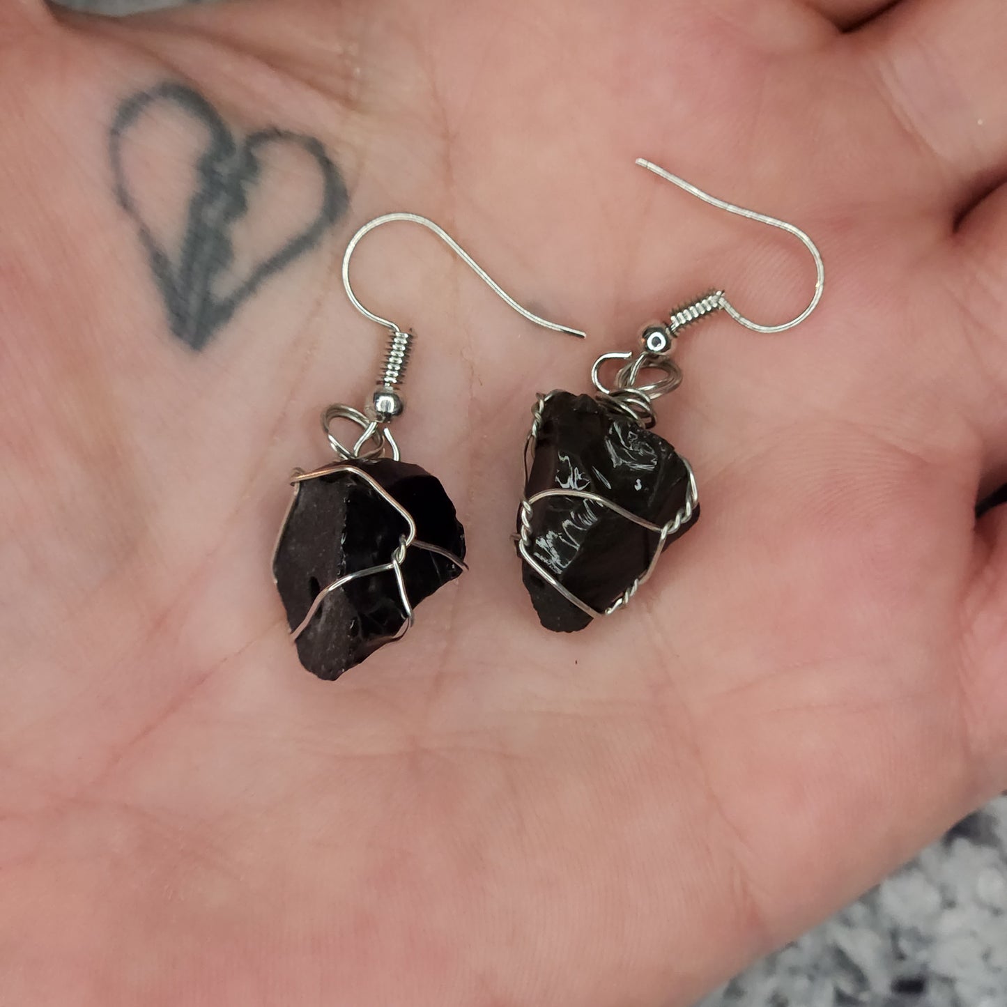 Raw Obsidian Dangle Earrings
