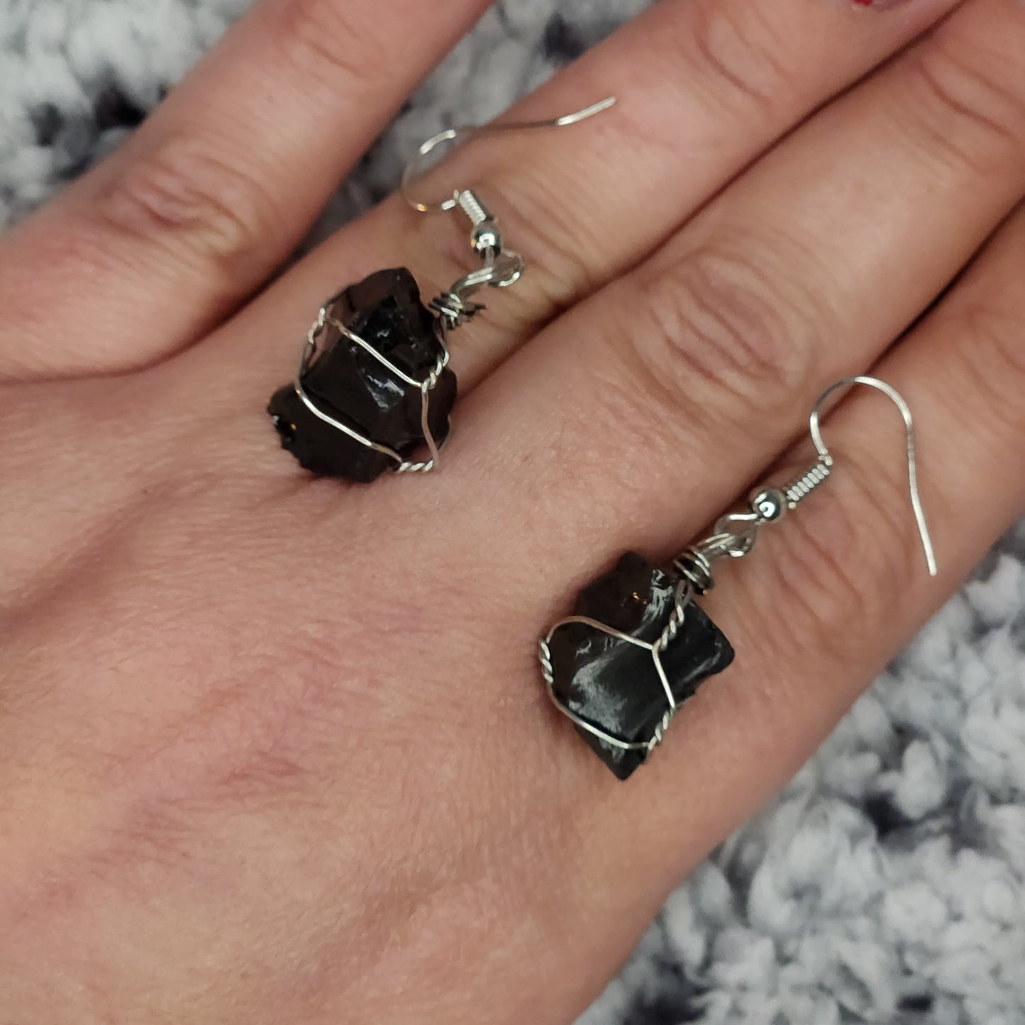 Raw Obsidian Dangle Earrings