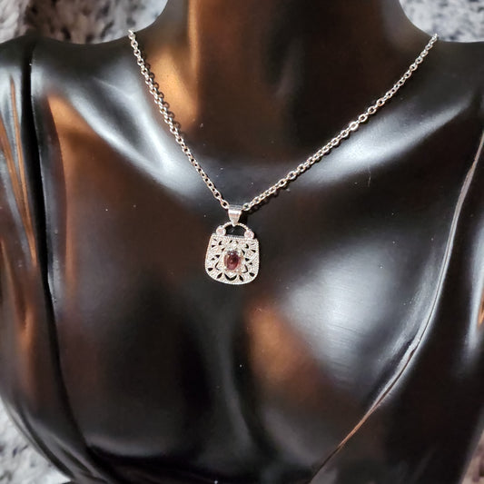 Garnet Handbag Necklace