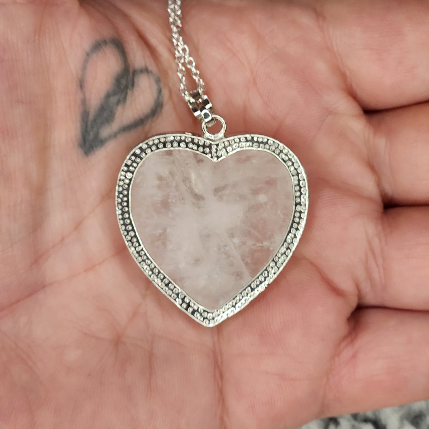 Clear Quartz Rose Heart Necklace