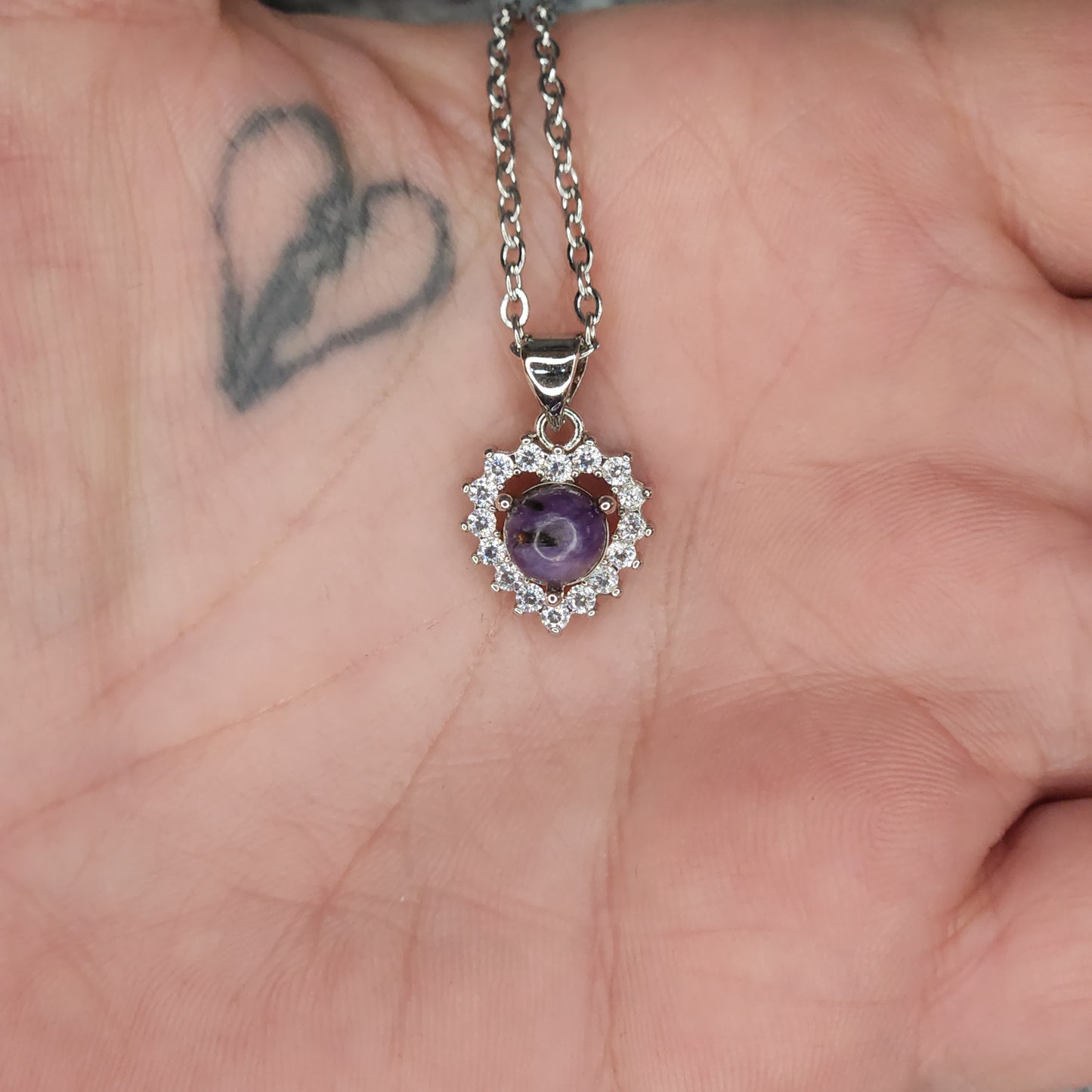 Charoite Heart Necklace