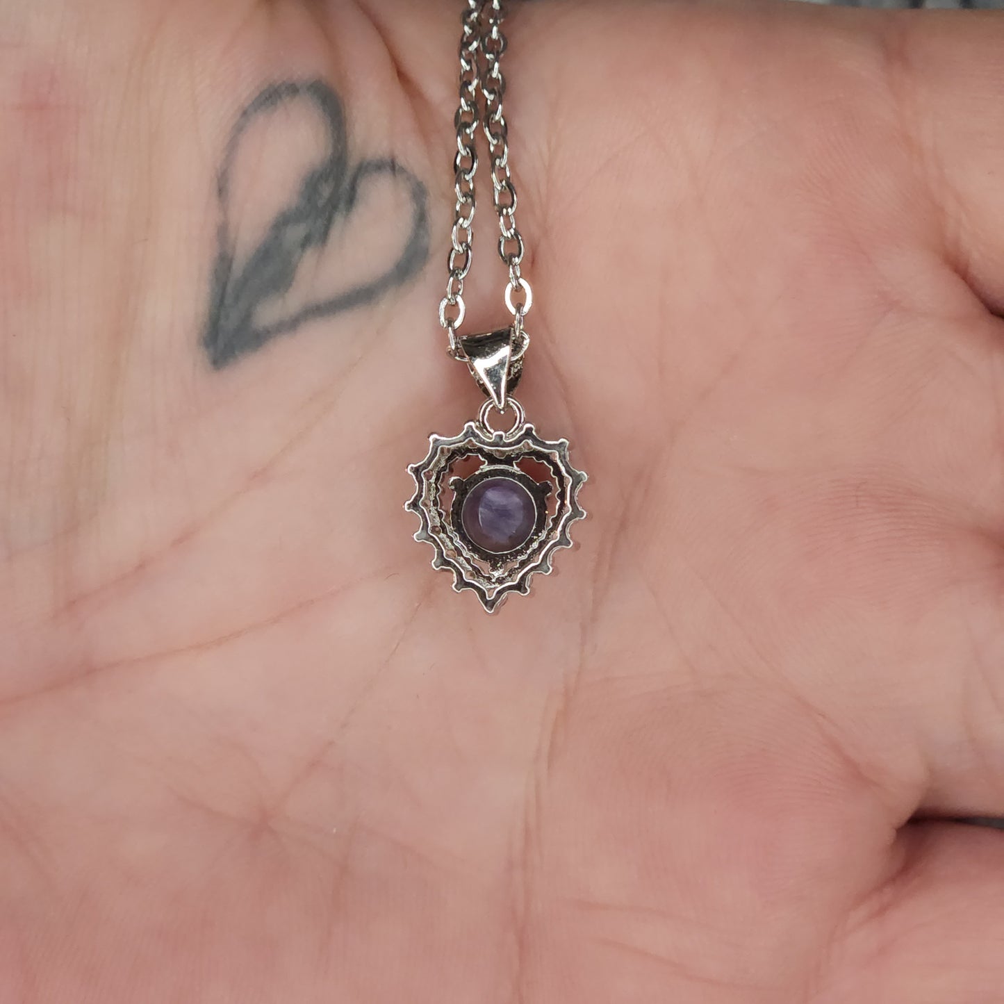 Charoite Heart Necklace