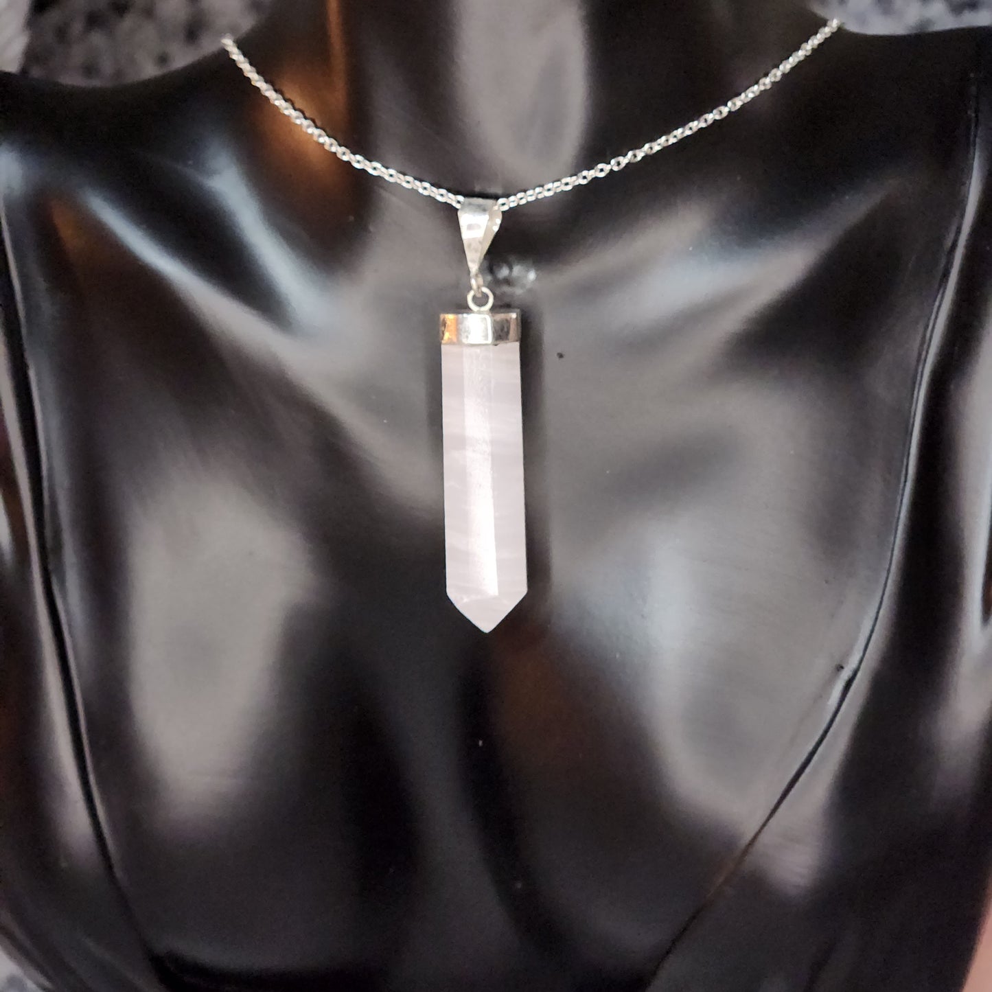 Pink Mangano Calcite .925 Sterling Silver Necklace