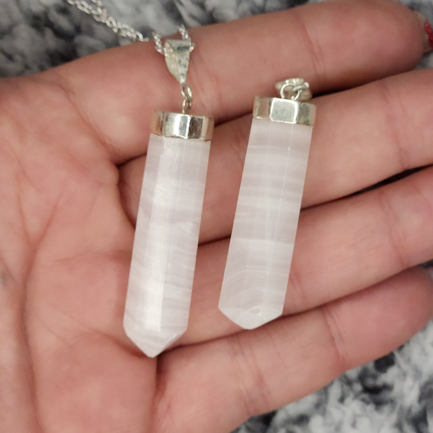 Pink Mangano Calcite .925 Sterling Silver Necklace