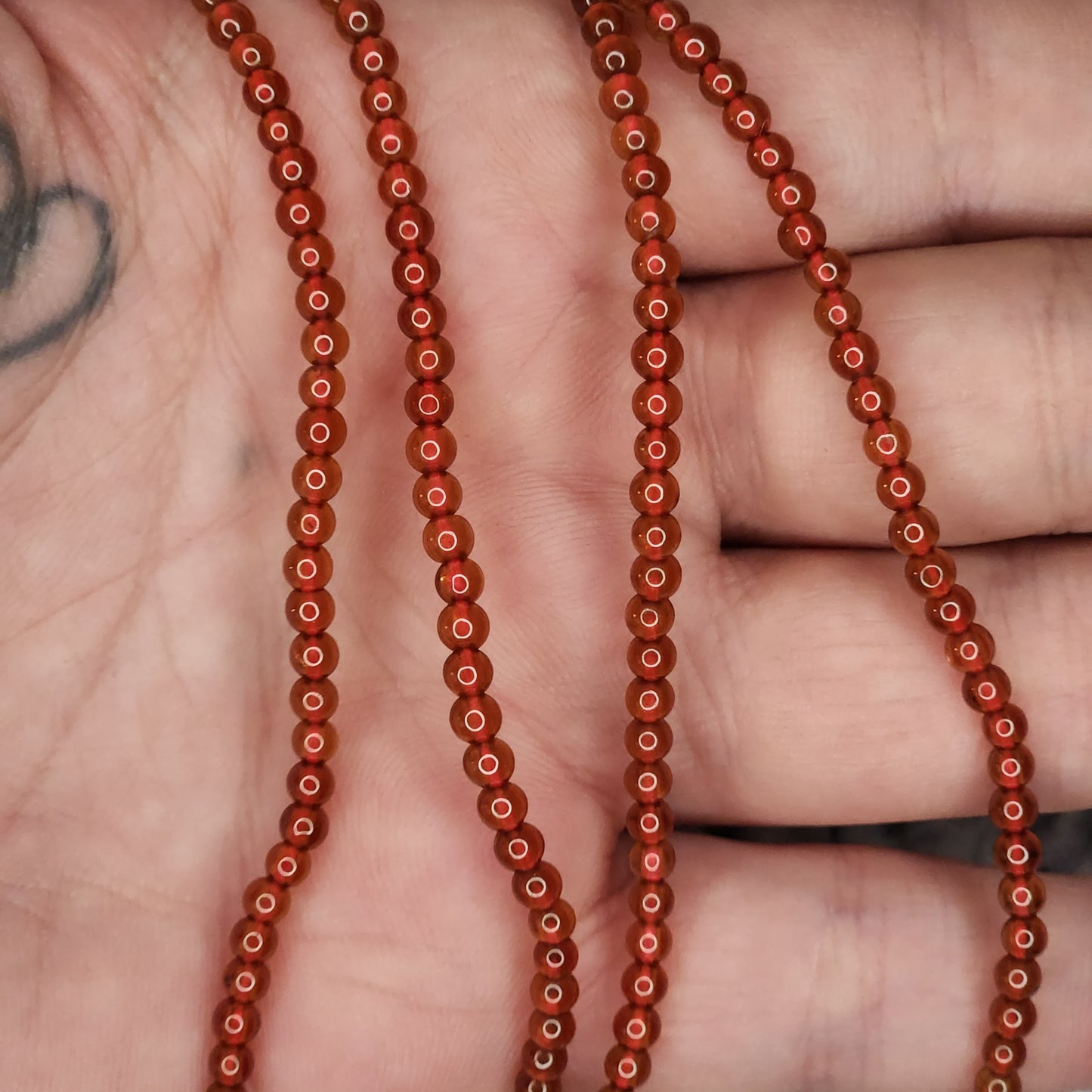 Orange Garnet Bead Necklace