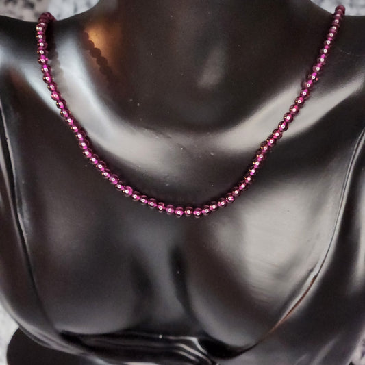 Purple Garnet Bead Necklace