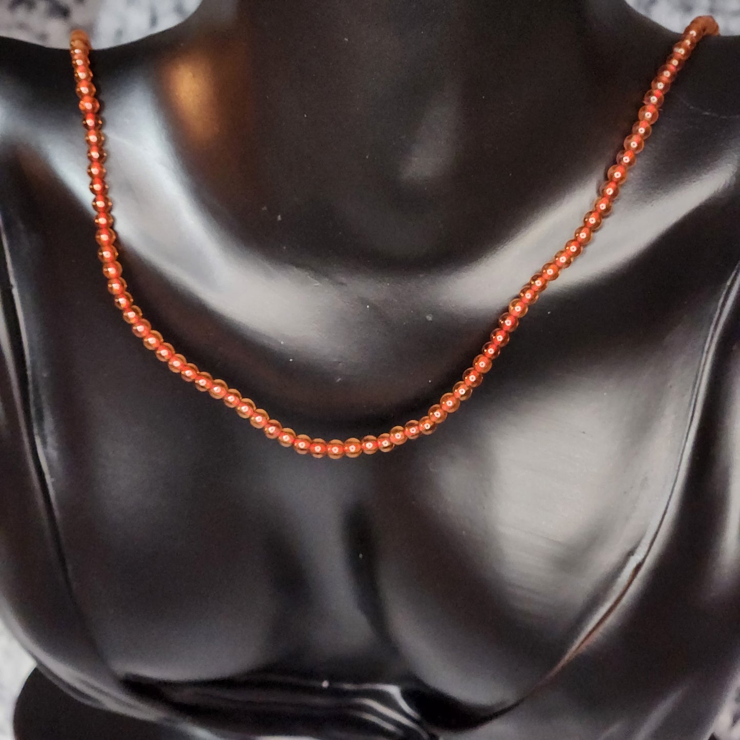 Orange Garnet Bead Necklace