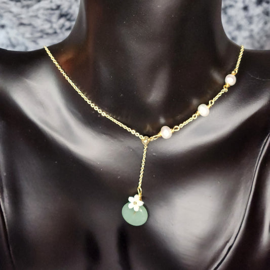 Green Aventurine and Freshwater Pearl Necklace