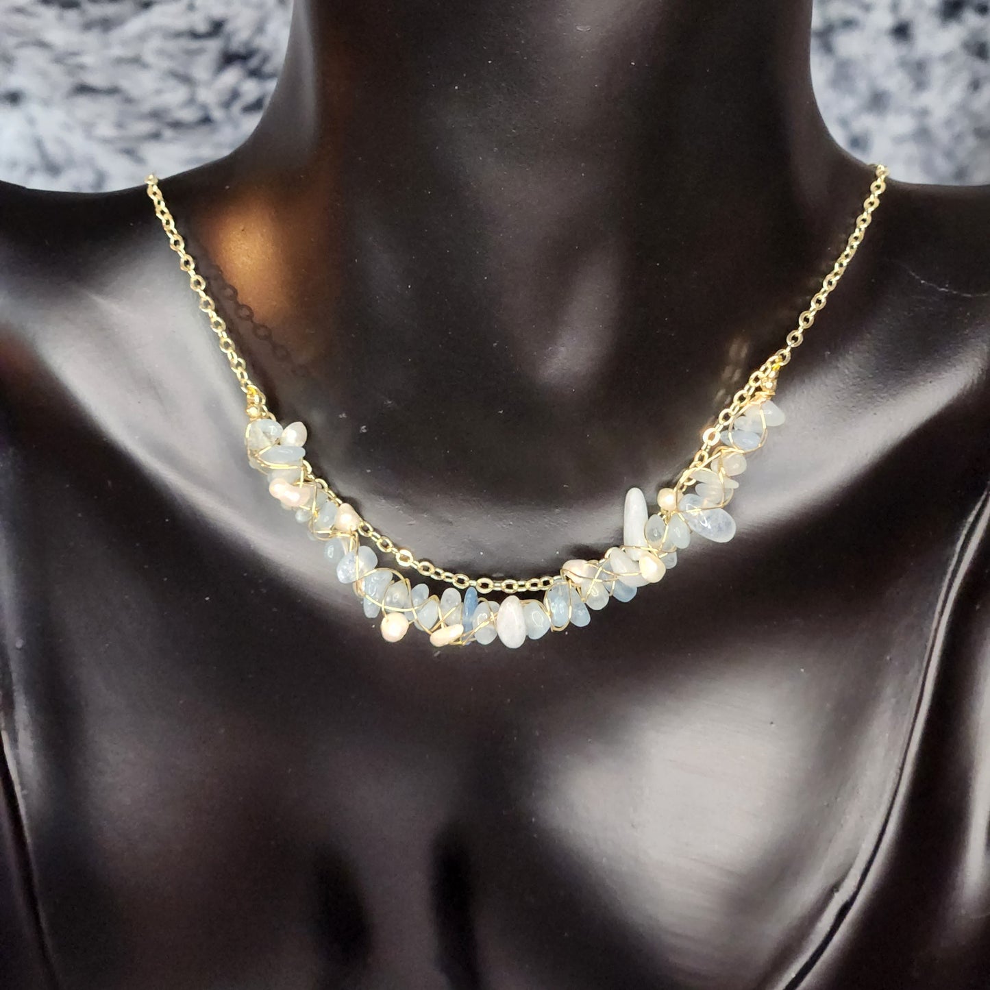 Aquamarine and Freshwater Pearl Necklace