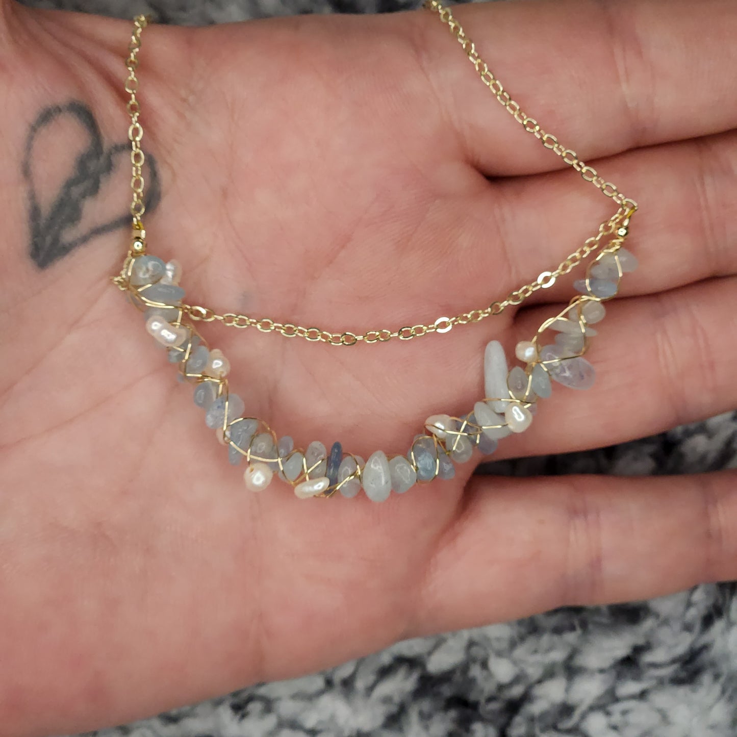 Aquamarine and Freshwater Pearl Necklace