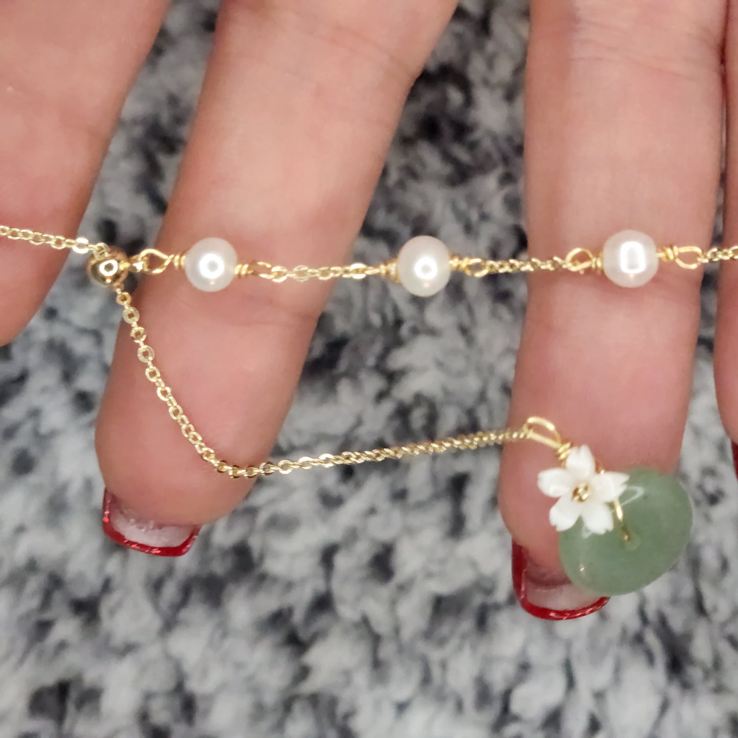 Green Aventurine and Freshwater Pearl Necklace