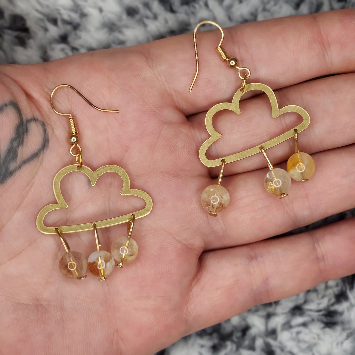 Cloud and Citrine (HTA) Dangle Earrings