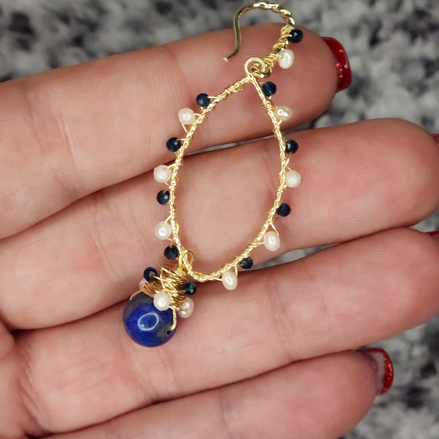 Lapis and Freshwater Pearl Earrings