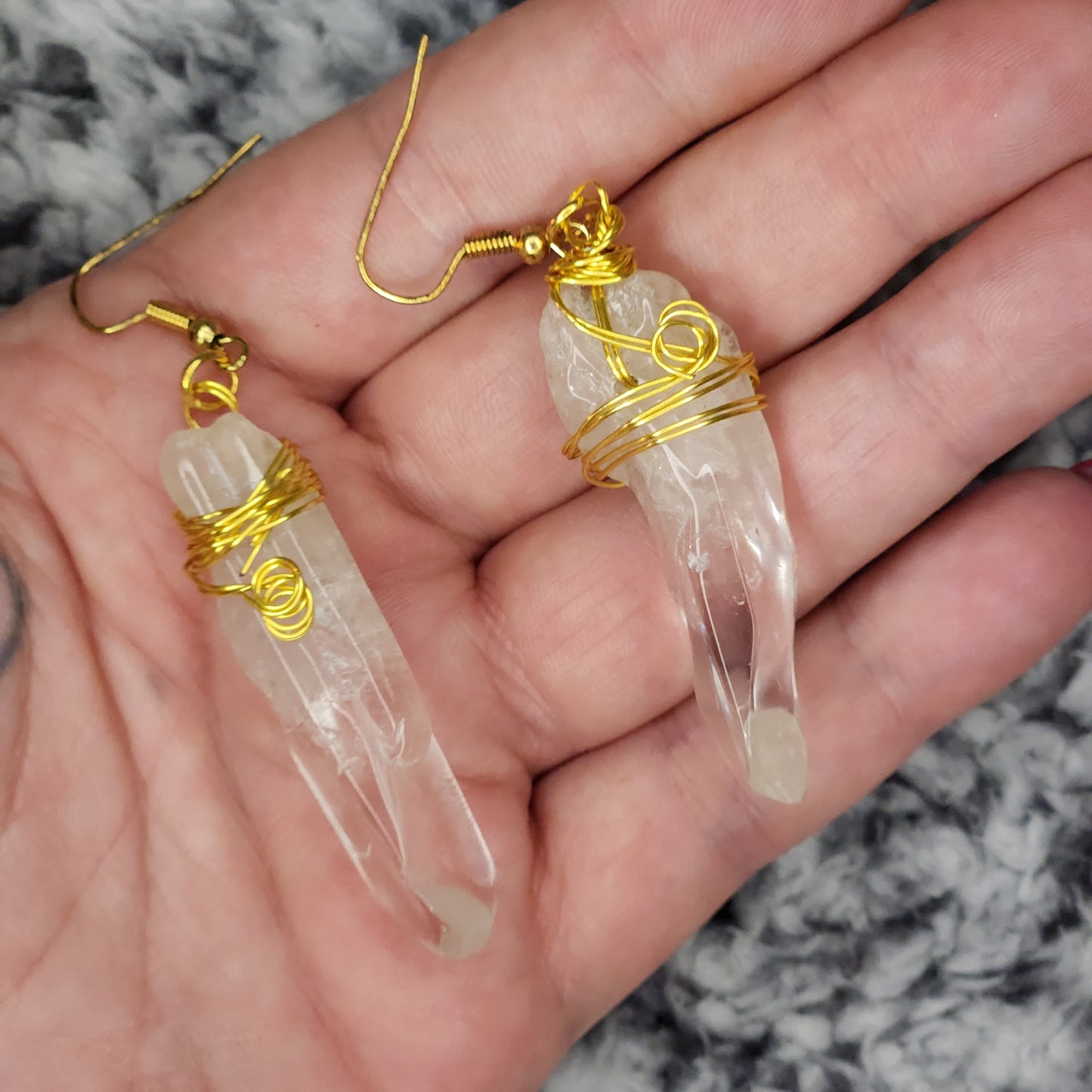 Tumbled Quartz Point Earrings