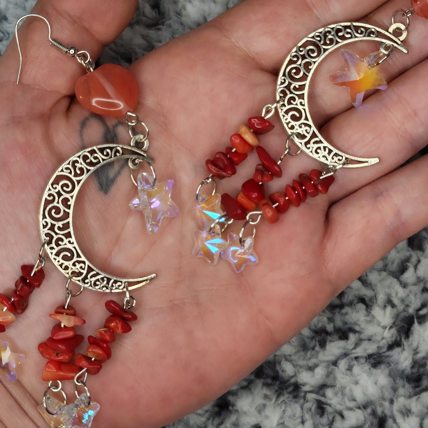 Gold Moon Dangle Earrings