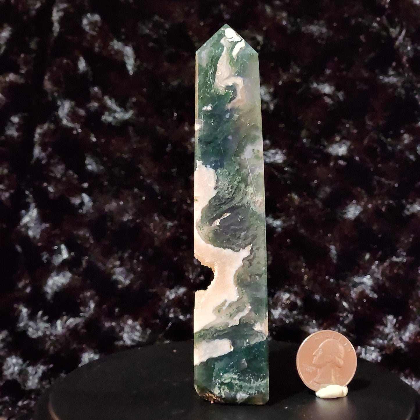 Moss Agate Obelisk D - Imperfect