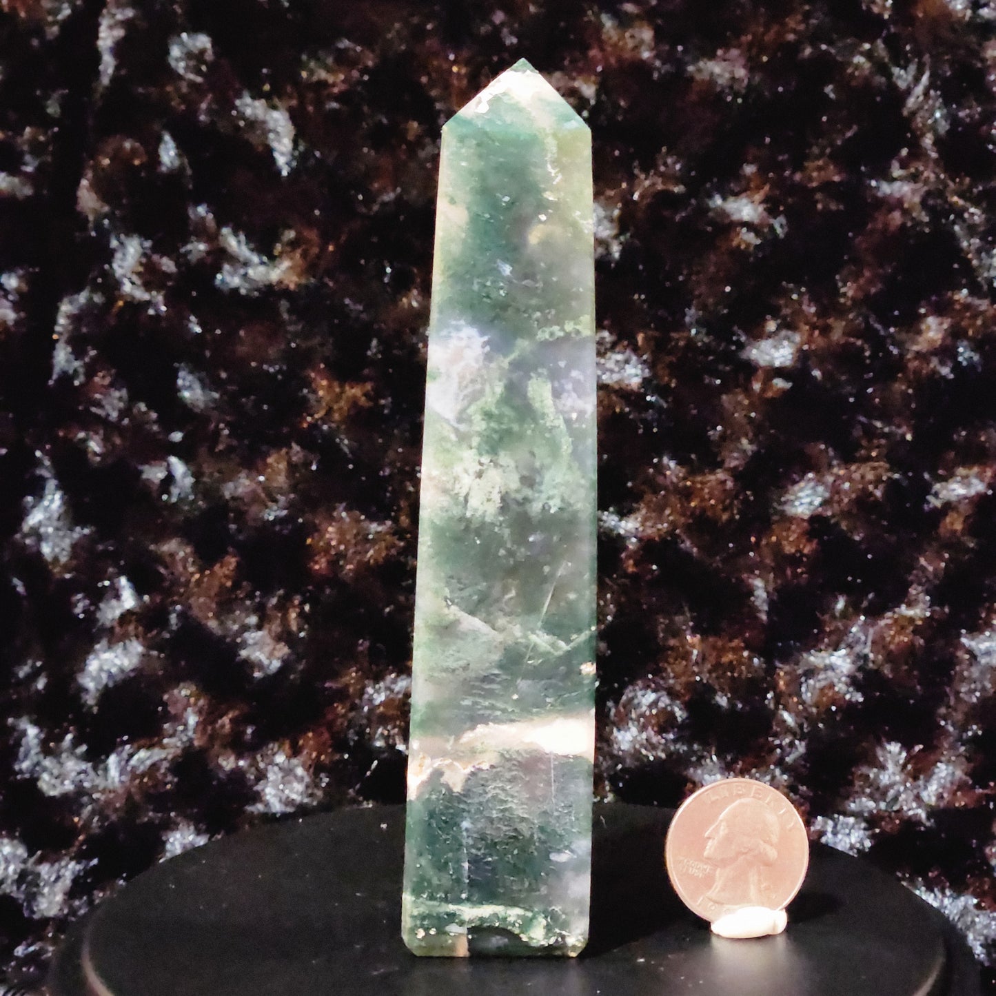 Moss Agate Obelisk D - Imperfect