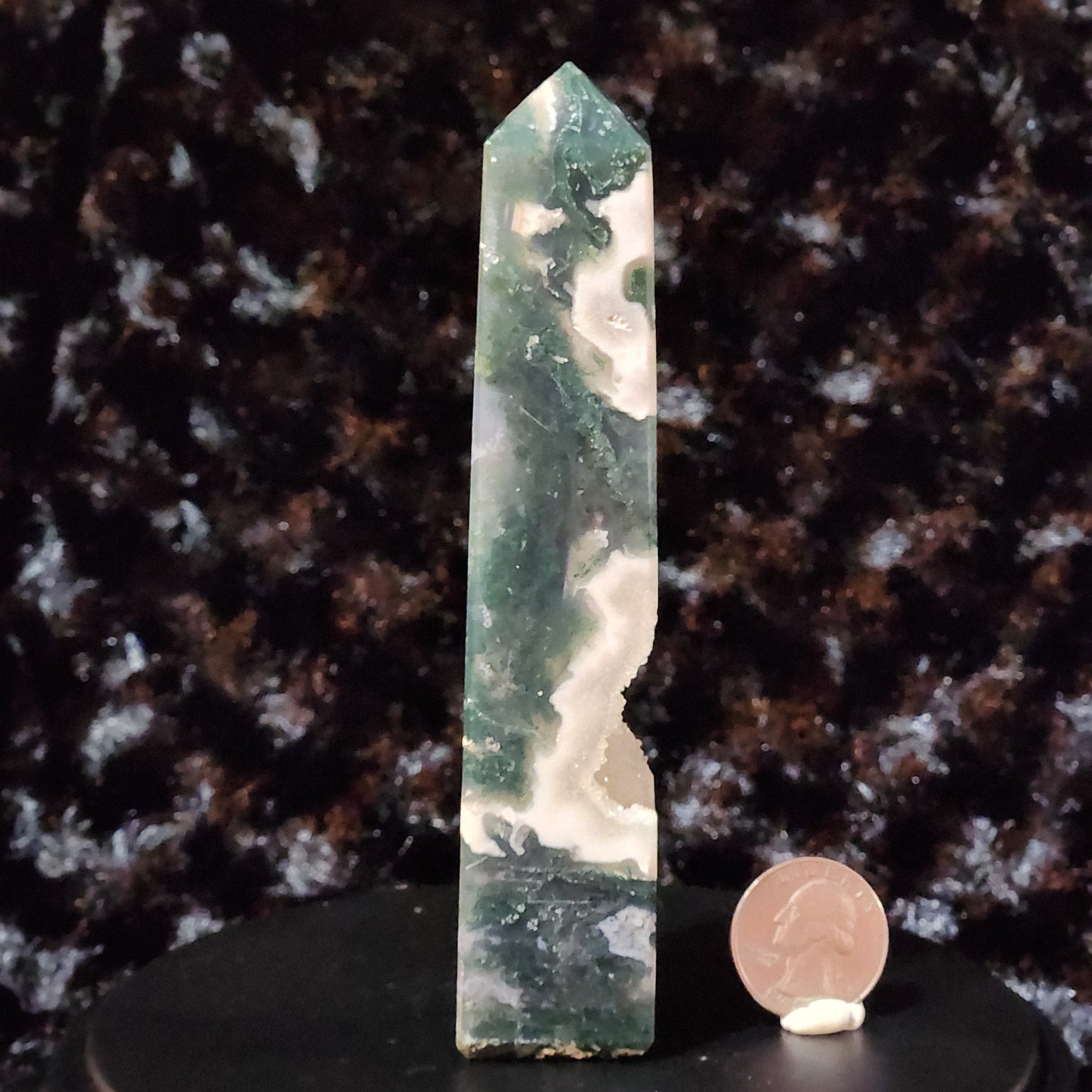 Moss Agate Obelisk D - Imperfect