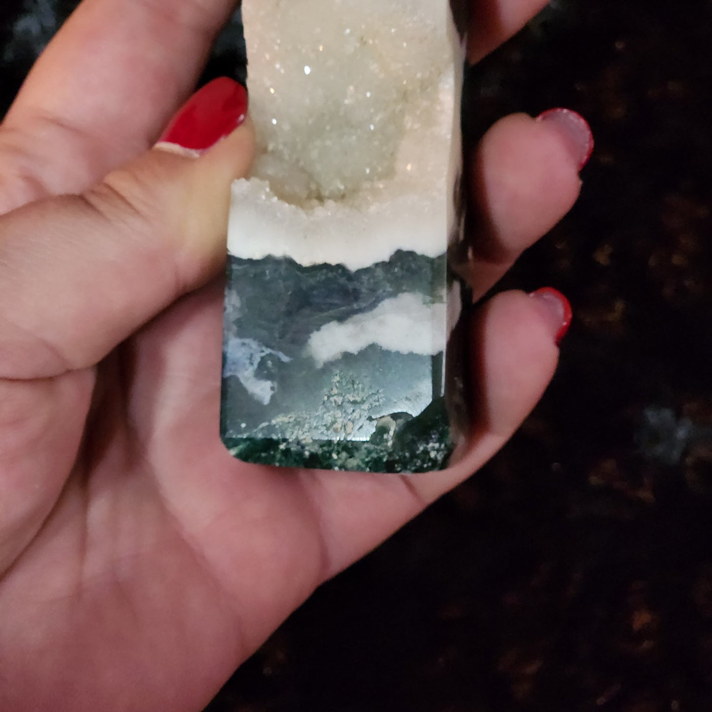 Moss Agate Obelisk D - Imperfect