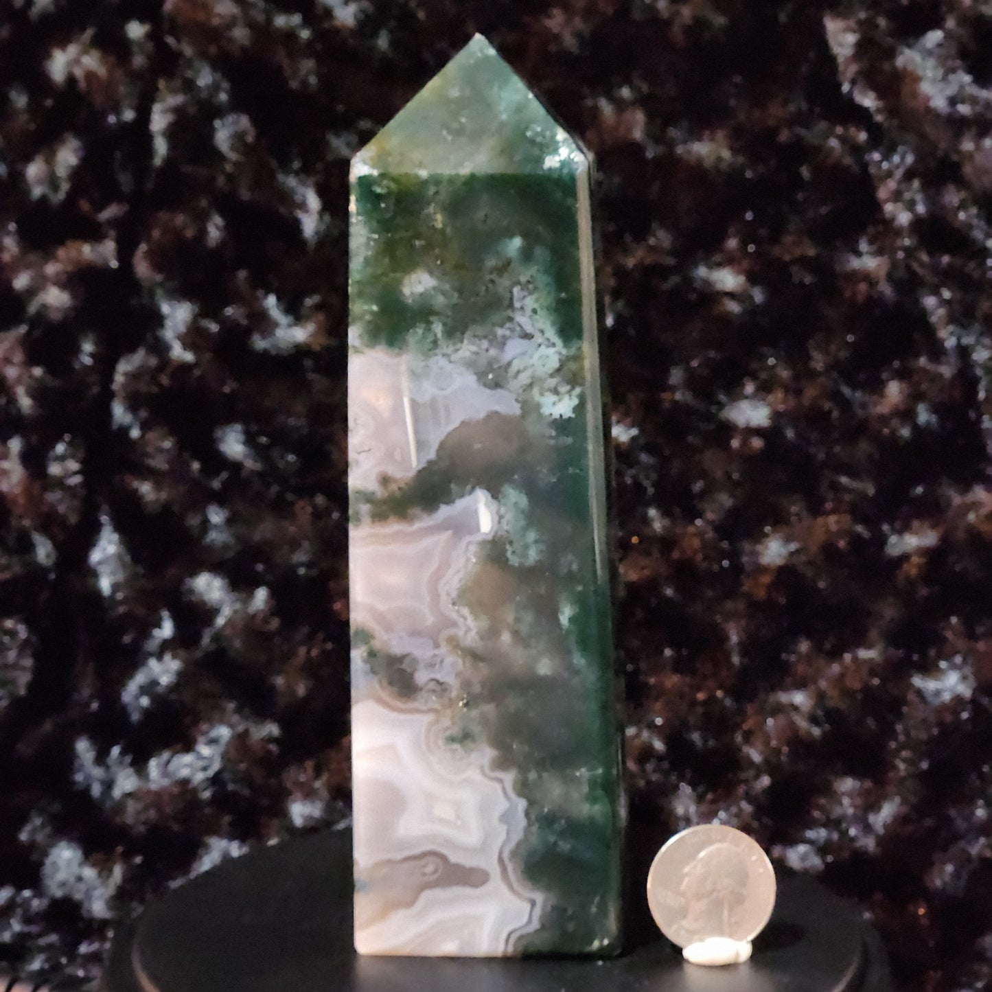 Moss Agate Obelisk H